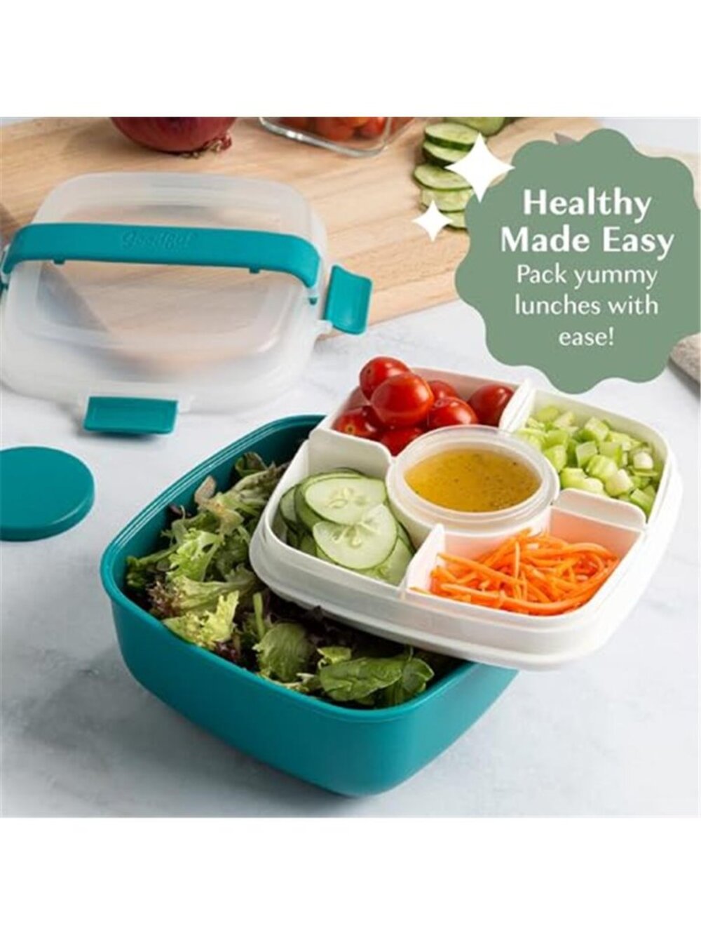Stackable LunchBox Container,BentoStyle Food Storage with Removeable Compartment - Picture 2 of 7